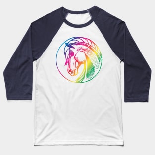 Round horse Rainbow Baseball T-Shirt